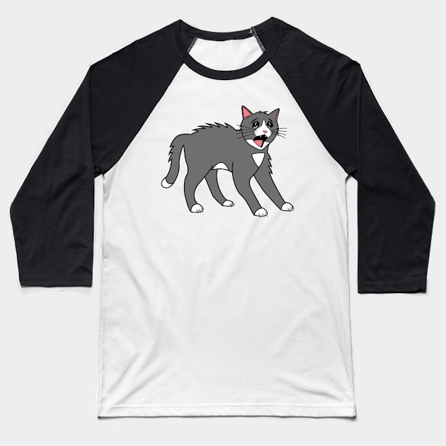 Scared Cat Baseball T-Shirt by Sashen